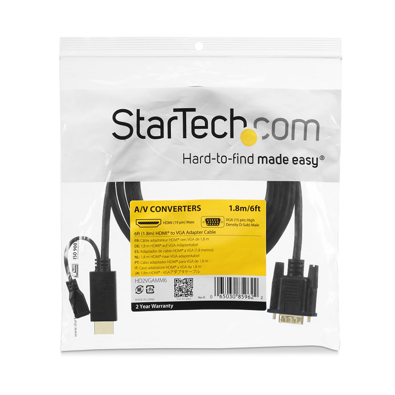 StarTech HD2VGAMM6 6 ft HDMI to VGA Active Converter Cable